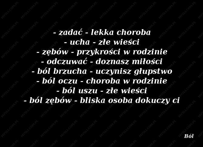 Znaczenie Ból, Sennik • Mysli.com.pl